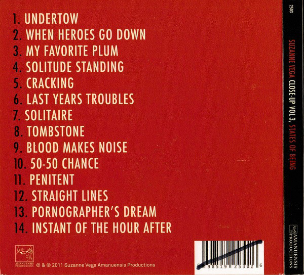 Suzanne Vega  Close up Vol 3; States Of Being : Back